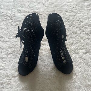 Zara Black Lace-Up Wraparound high Heel Open toe Stiletto Heel size 6.5 or uk37